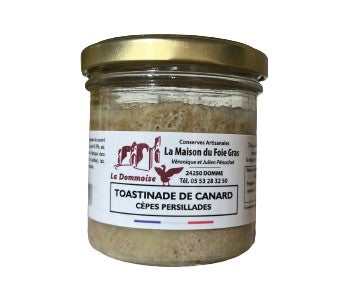 Tostada de pato: setas porcini y perejil