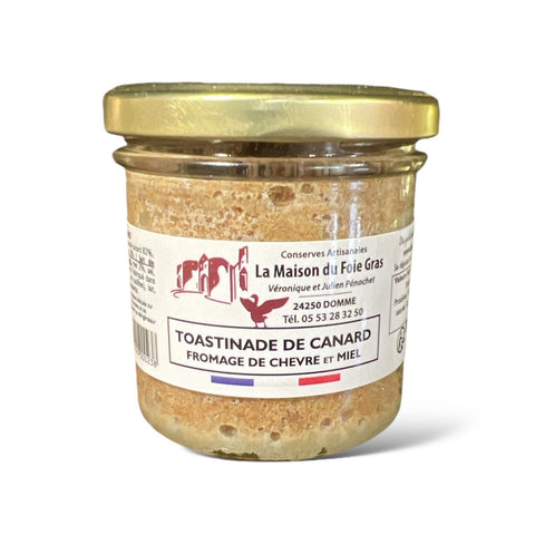 Toastinade de canard : miel et fromage de chèvre