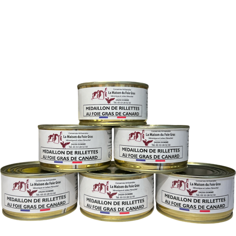 Lot de Médaillon de Rillettes de Canard au foie gras de Canard 25% 130 g - 5+1 gratuite