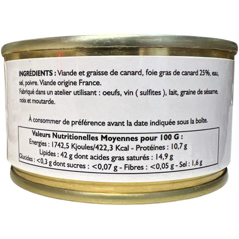 Lot de Médaillon de Rillettes de Canard au foie gras de Canard 25% 130 g - 5+1 gratuite