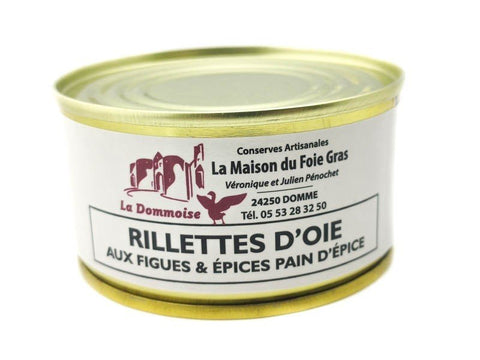 Lot de Rillettes d'oie aux figues & pain d'épices 130 g - 5+1 gratuite - La Dommoise