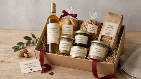 Panier gourmand régional composé de spécialités salées et sucrées