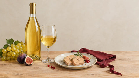 Vin blanc moelleux servi avec un accord gourmand du Périgord
