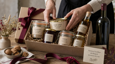 Lot gastronomique français présenté dans un coffret prêt à offrir