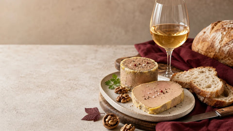 Sélection de foies gras français du Périgord présentés sur une table élégante