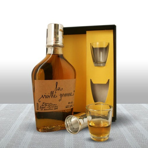 Coffret eau-de-vie de prune de souillac - 20cl + 2 verres