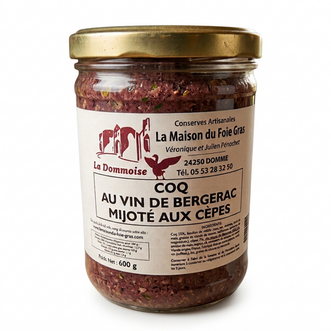 Coq au vin de Bergerac mijoté aux Cèpes - La Dommoise