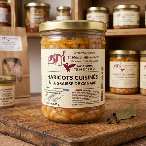 Haricots cuisinés à la graisse d'oie Bocal 600g - La Dommoise