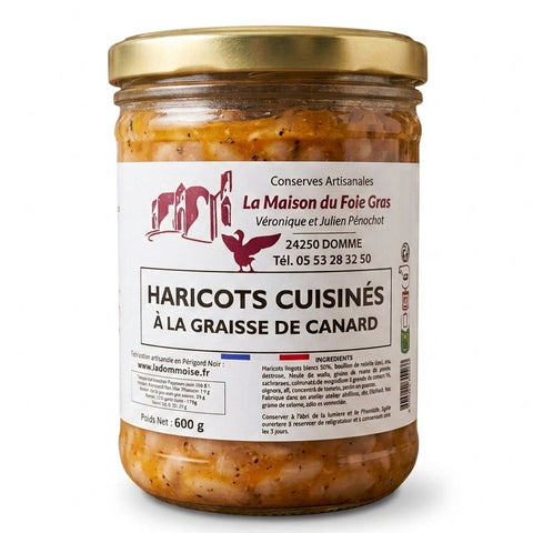 Haricots cuisinés à la graisse d'oie Bocal 600g - La Dommoise