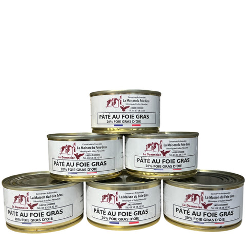 Lot 5+1 boites pâté 20% foie gras d'oie - La Dommoise