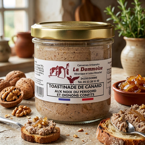 Toastinade de canard aux noix du Périgord et oignons confits - La Dommoise